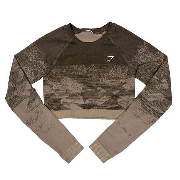 Gymshark Tops - Gymshark Adapt Ombre Crop Top Women's Small Brown Gym Workout Athletic Training